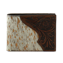 Nocona Bifold Wallet Tooled Calf Hair Brown