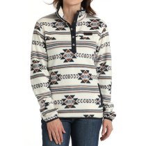 Cinch Southwestern Print Fleece Pullover - Cream XS