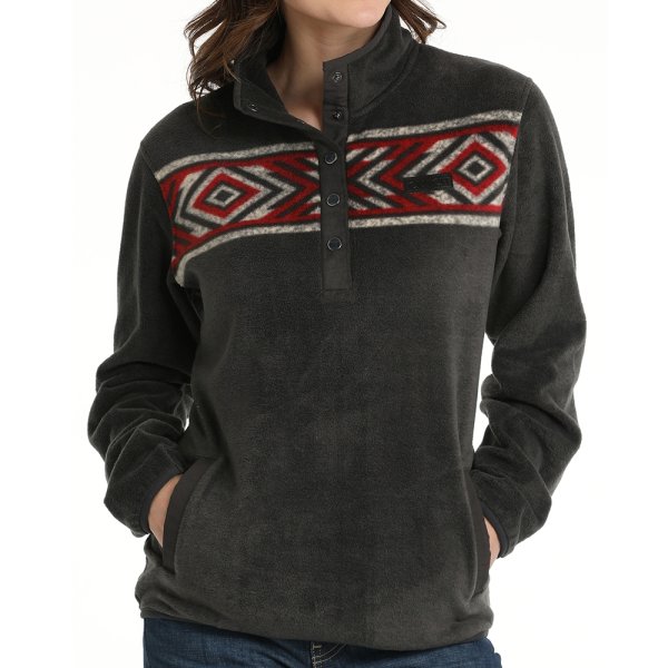 Cinch Charcoal Fleece Pullover for Women