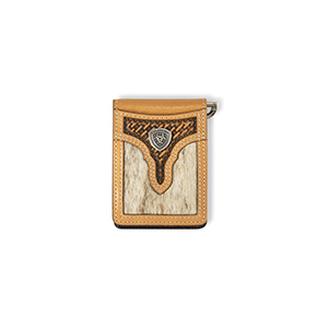 Ariat Bifold Money Clip Calf Hair Basket Weave