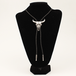 Silver Steer Skull Bolo Tie