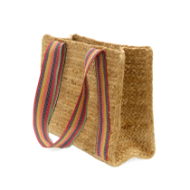 Joy Susan Fiona Natural Jute Tote with Multi Stripe Shoulder Strap
