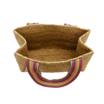 Joy Susan Fiona Natural Jute Tote with Multi Stripe Shoulder Strap