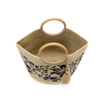 Joy Susan Lydia Jute Tote with Wood Handles
