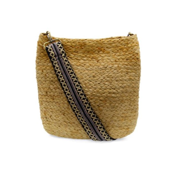 Joy Susan Sonny Jute Bucket Bag with Emboidered Guitar Strap