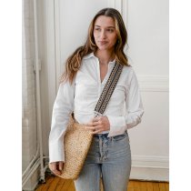 Joy Susan Sonny Jute Bucket Bag with Emboidered Guitar Strap