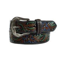 Nocona Tooled Floral Patern Leather Belt