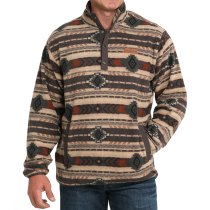 Cinch Polar Fleece Pullover for Men - Brown Print