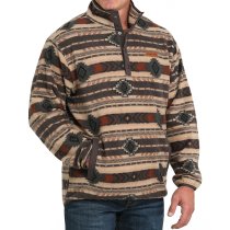 Cinch Polar Fleece Pullover for Men - Brown Print