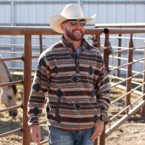 Cinch Polar Fleece Pullover for Men - Brown Print