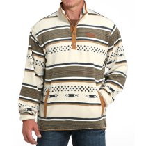 Cinch Polar Fleece Pullover for Men - Cream Print