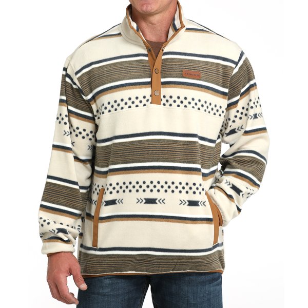 Cinch Polar Fleece Pullover for Men - Cream Print