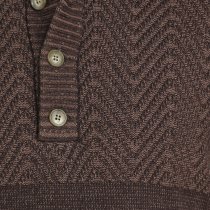 Detail of tortoise-style buttons and chevron print yoke on Cinch Men’s Brown Button Sweater MWK1932002
