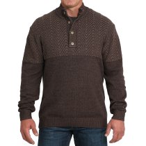 Cinch MWK1932002 brown sweater – stand-up ribbed collar, ribbed cuffs and hem