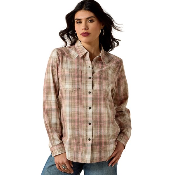 Ariat Billie Jean Shirt for Women - White Pepper Corral Plaid
