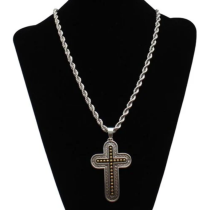 Twister Necklace 24″ Chain Silver/Gold Cross