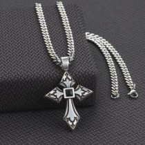 Twister Engraved Cross Mens Necklace
