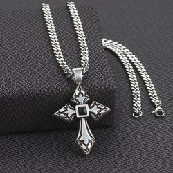 Twister Engraved Cross Mens Necklace