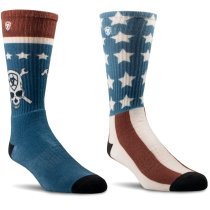 Ariat Patriot Graphic Crew Work Socks - 2 Pair Pack