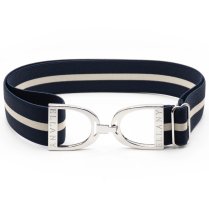 Hudson x Ellany Bluberries & Cream 1.5″ Silver Stirrup Elastic Belt