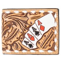 3D Men’s Bifold Wallet with Pass Case – Hand Painted Ace Cards