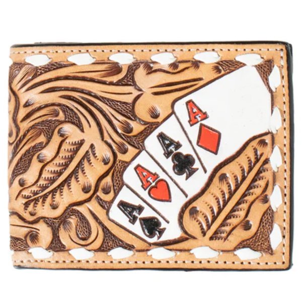 3D Men’s Bifold Wallet with Pass Case – Hand Painted Ace Cards