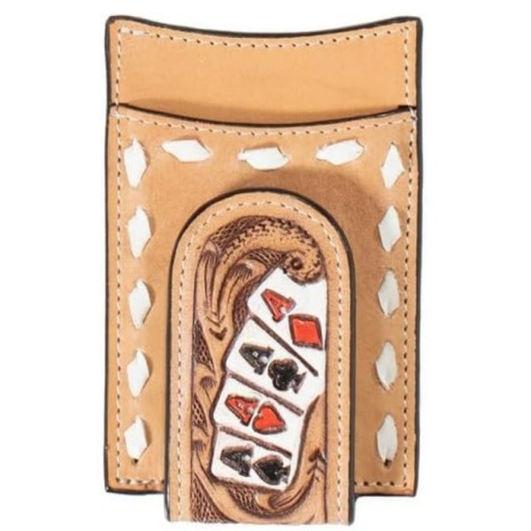 3D Men’s Money Clip Wallet – Hand Painted Ace Cards