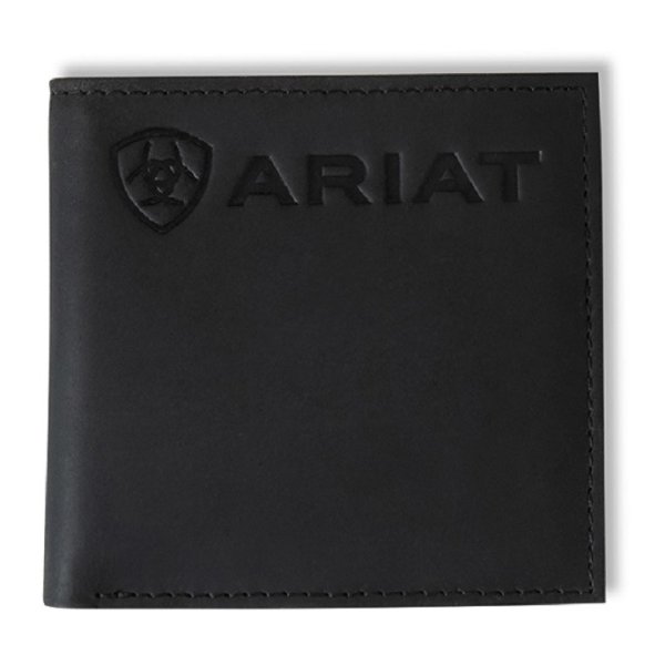 Ariat Bi-fold Black Wallet with Embossed Logo and Shield