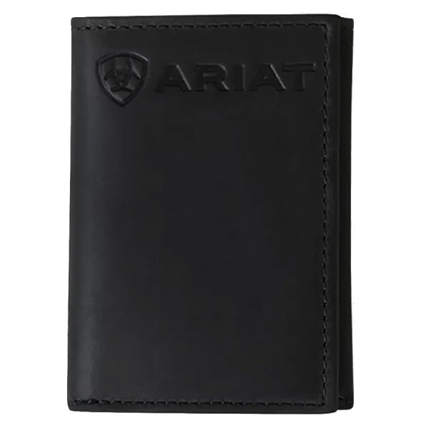 Ariat Men’s Trifold Black Wallet – Embossed Logo