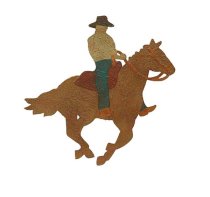 Running Horse and Cowboy Metal Wall Hanging
